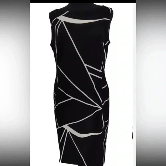 Evan Picone Dresses & Skirts - Evan Picone Black White Sleeveless Dress Size 4 Sheath Abstract Print EUC